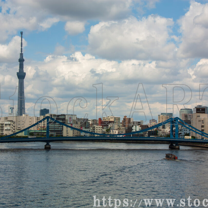 清洲橋と東京スカイツリー 2022 隅田川
